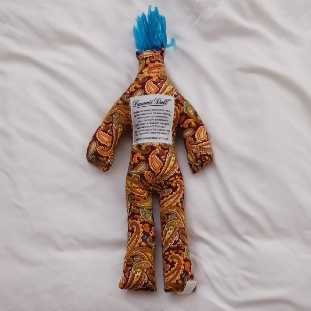 Dammit Doll - Stress Release Paisley Doll with Blue Hair